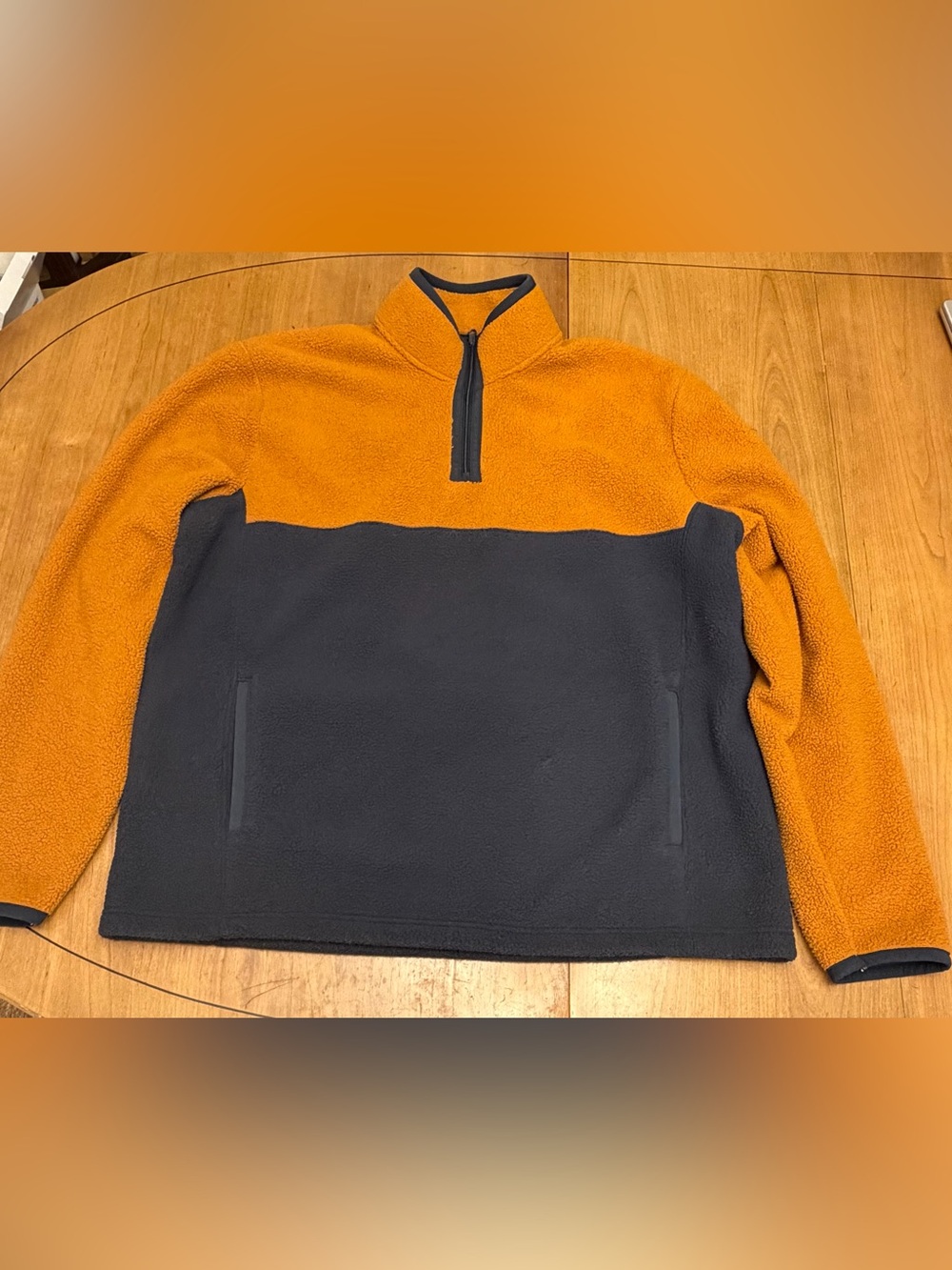 Sonoma Orange/Black Zip-Neck Fleece Pullover | Cabincore Utility Hiking Fall |XL